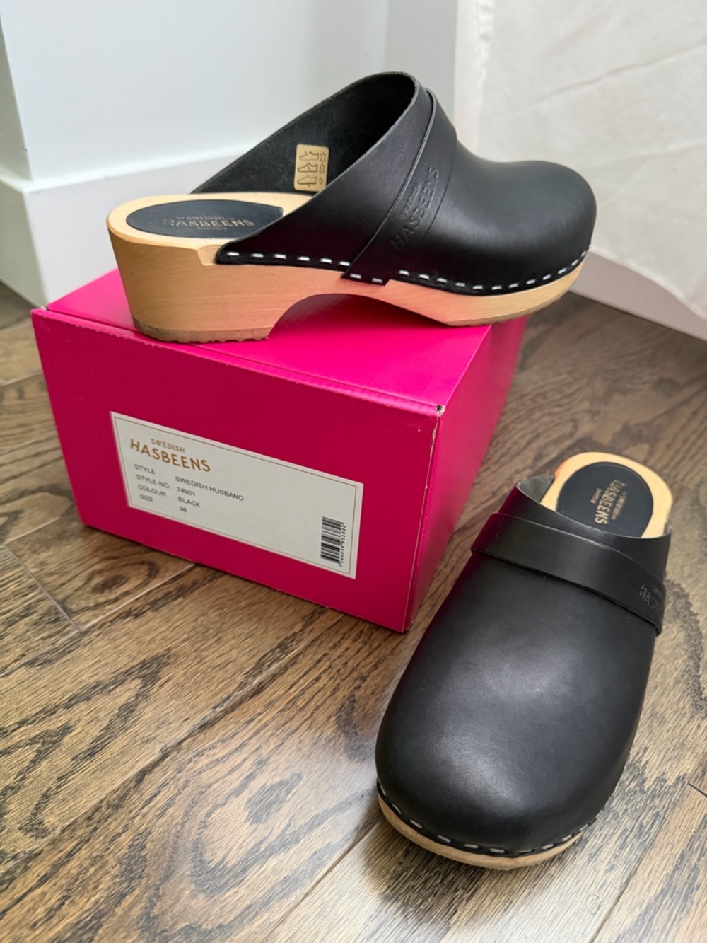 black clog Swedish Hasbeens Swedish Husband style size 38